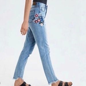 AE High Waisted Embroidered Mom Jean